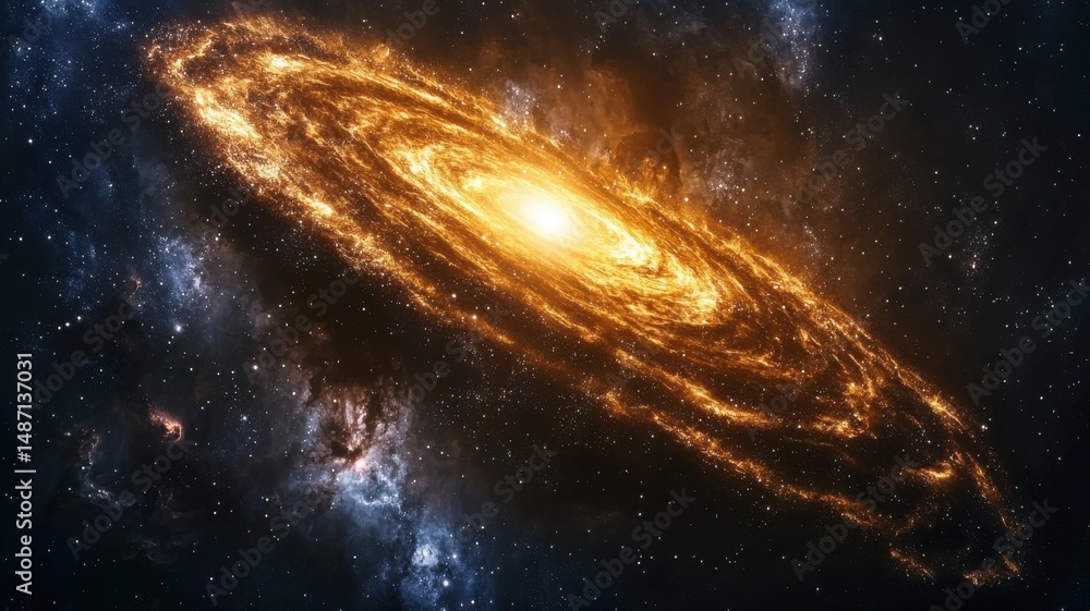 Fototapeta premium Bright Spiral Galaxy in Deep Space spiral galaxy galaxy universe space cosmos astronomy stars deep space celestial body 