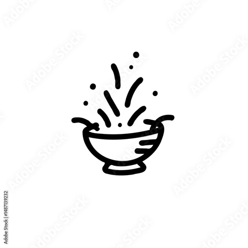 Stylized graphic of a bowl with radiating elements emphasizing energy and motion