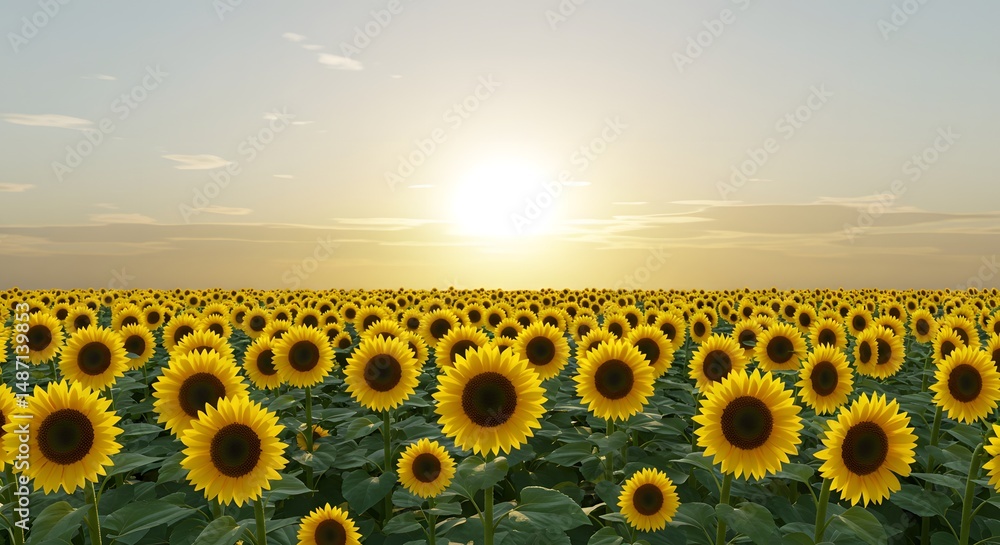 Fototapeta premium Sunflower Field at Sunset