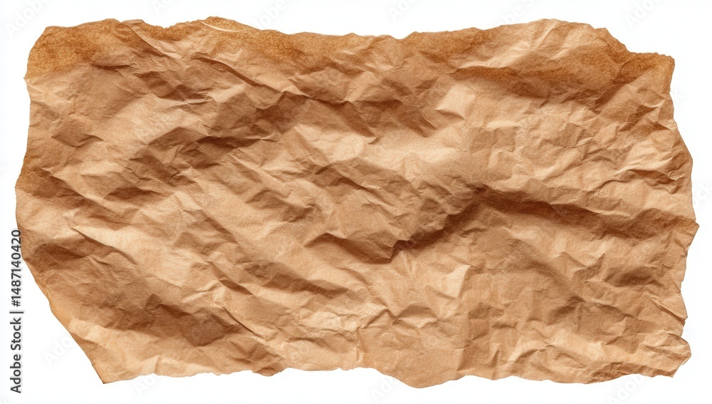 Obraz premium Crumpled brown textured paper surface.