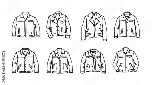 Richly Textured Leather Jacket line art illustration showcasing fine details