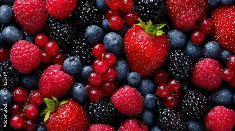 A vibrant assortment of mixed berries with rich colors. A vibrant assortment of mixed berries with rich colors.