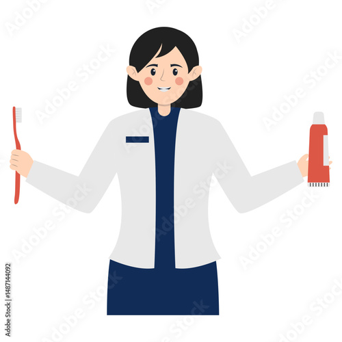 Dental Care People Cartoon Character. Isolated on White Background.