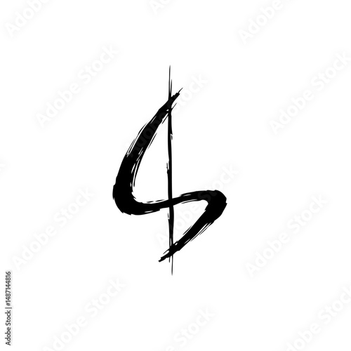 Abstract representation of currency symbol using textured brushstrokes design