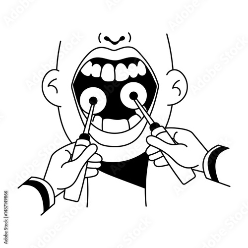 Dental procedure illustration in sketchy style 
