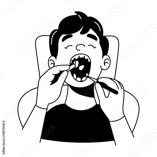 DoodleSketchy style illustration of fluoride treatment
style illustration of oral scanner

