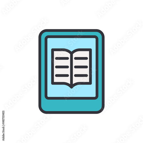 Conceptual Illustration Of Ebook Reader With Open Book Interface