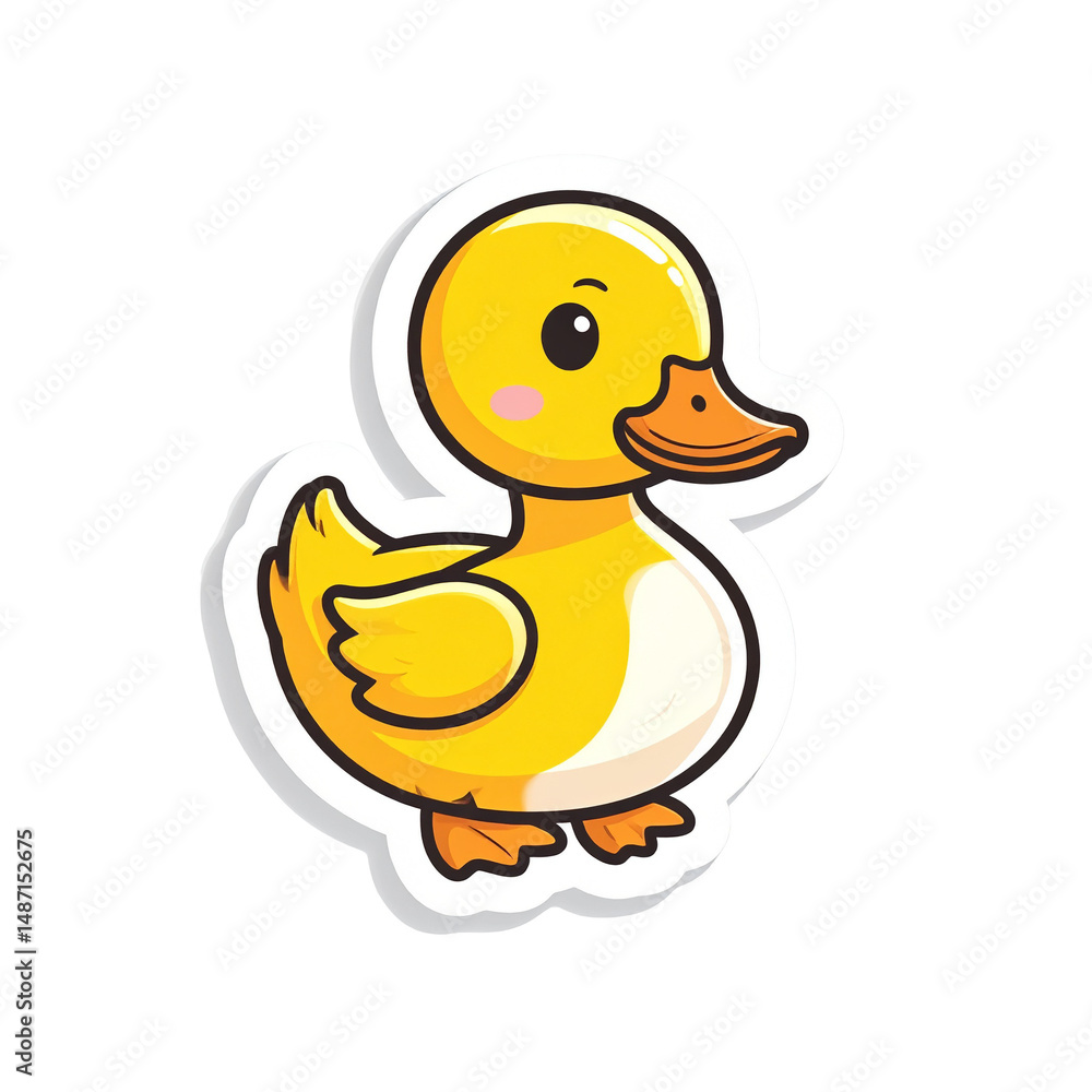Fototapeta premium Adorable Yellow Duckling Cartoon Illustration Sticker Design
