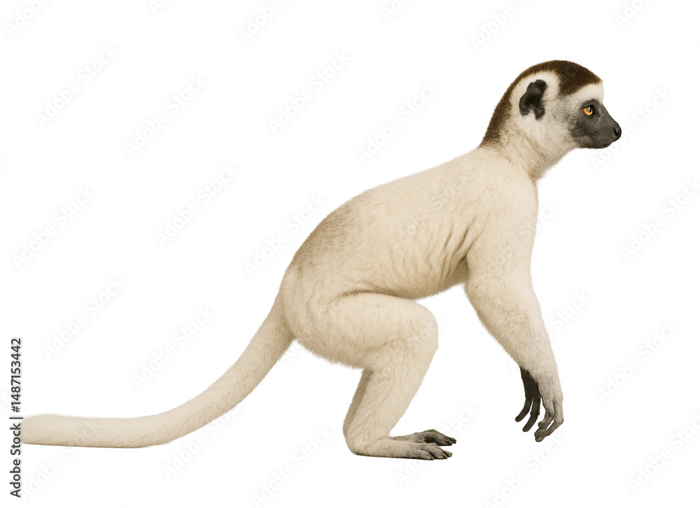 Obraz premium Side view of a Verreaux's sifaka sitting