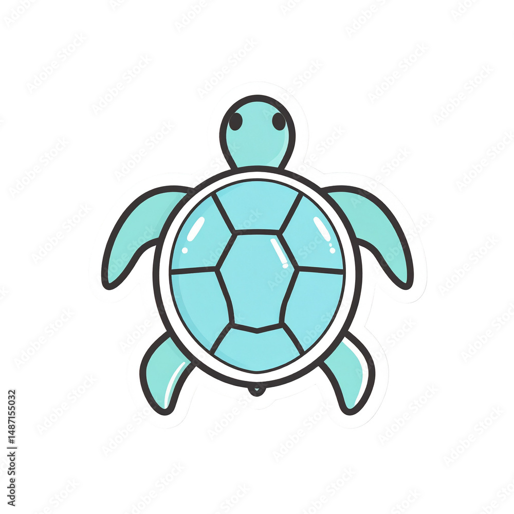 Fototapeta premium Adorable Cartoon Sea Turtle Illustration Perfect for Kids' Designs