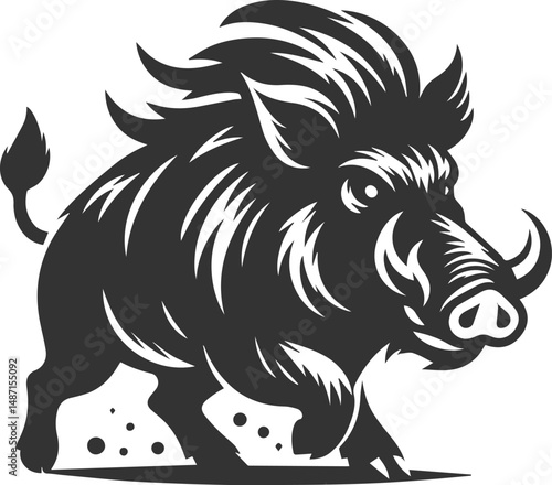 Black vector of a boar animal mammal silhouette