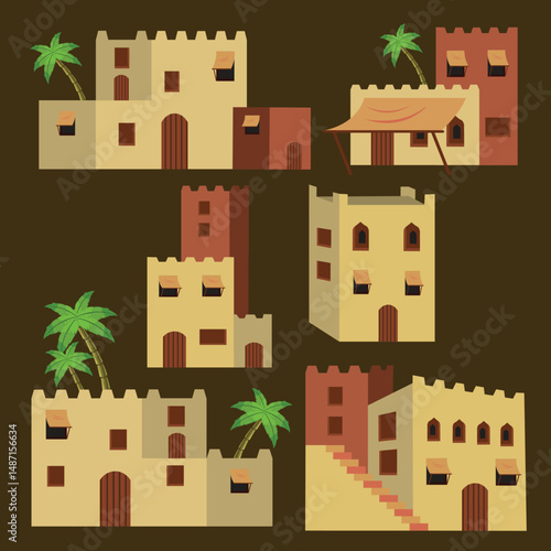 Desert House. Arabic Buldings. Middle East Historical Buildings.