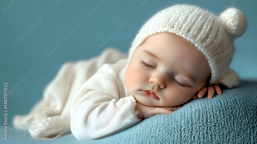 Peaceful sleeping newborn in a cozy cocoon Peaceful sleeping newborn in a cozy cocoon