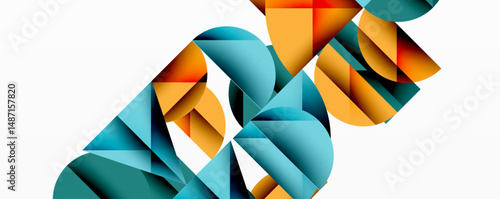 Abstract geometric shapes, teal, orange hues. Modern design, crisp lines, digital illustration. Minimalist aesthetic, clean composition.