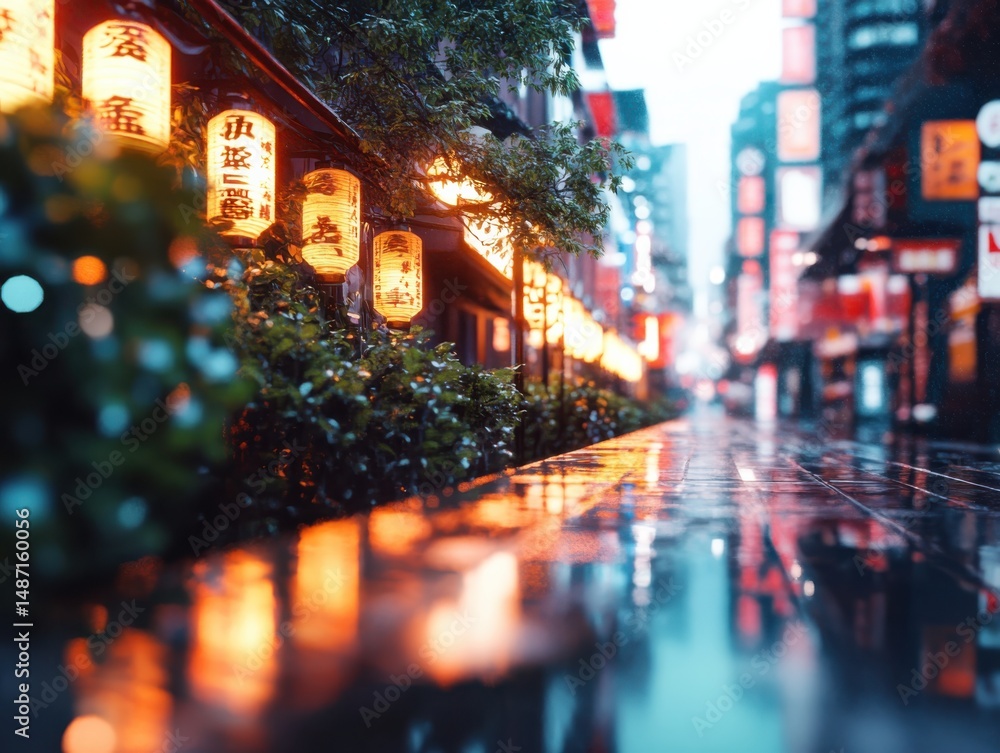 Obraz premium Nighttime lantern festival city streets photography urban environment low angle cultural experience