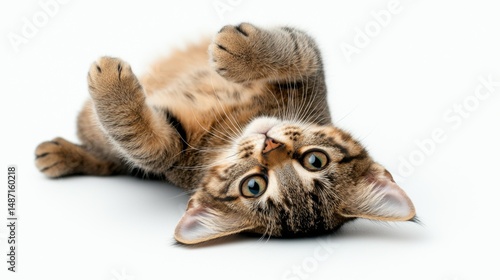 Adorable Tabby Kitten Playing, Upsidedown