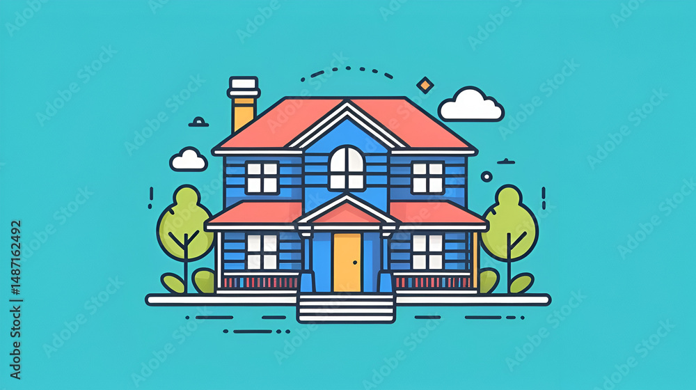 Naklejka premium Homestays Line Filled Icon Design