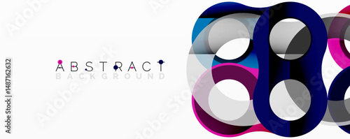 Modern design features overlapping colorful circles. Vibrant hues create dynamic visual effect. Clean white background enhances composition.