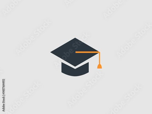 illustration features a dark blue graduation cap with an orange tassel