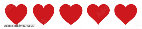 Heart icon set. Simple and clean design, perfect for Valentine's Day, love themes, romantic graphics, or minimalistic decorations and digital content. Heart, red heart, vector heart, love.