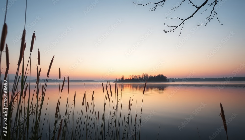 Serene lake at sunset Serene lake at sunset