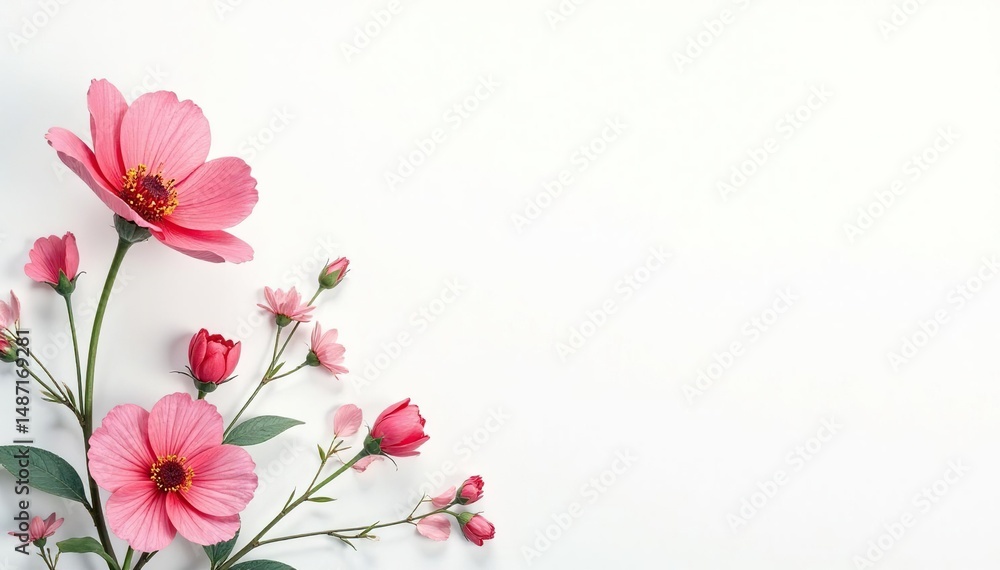 Naklejka premium Delicate, small-scale floral print on white background, home, wallpaper