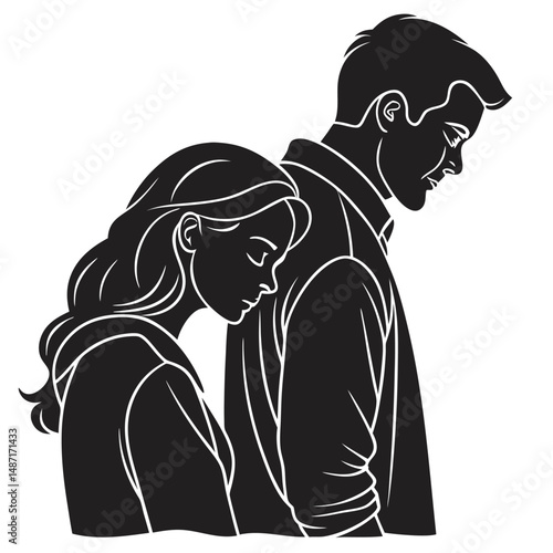 romantic couple in various poses silhouettes collection. Couple falling in love different poses isolated on white background silhouette set