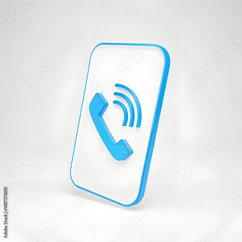 Cell Phone with Calling Sign Symbol On White Background	
