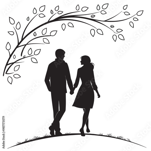 romantic couple in various poses silhouettes collection. Couple falling in love different poses isolated on white background silhouette set