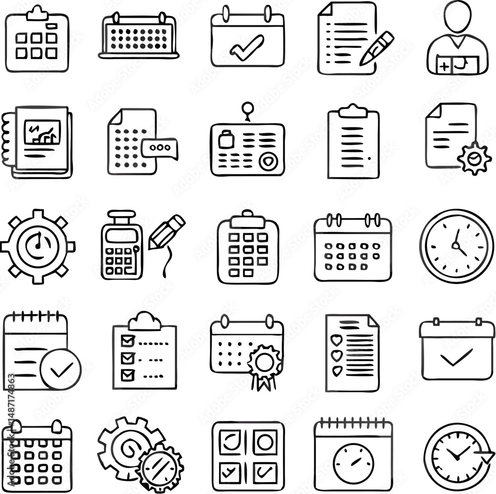 Business office icons set vector illustration contains computer, document, phone, and money symbols for web design Business office icons set vector illustration contains computer, document, phone, and money symbols for web design