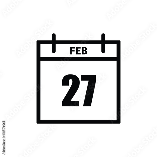 calender icon, 27 february icon with white background