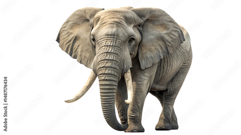 Obraz premium Realistic Elephant Standing in Profile