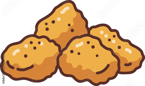 Four Golden Brown Chicken Nuggets