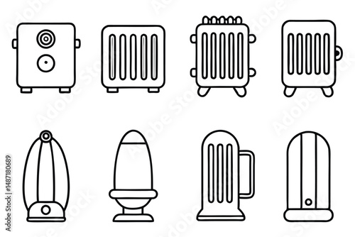 Electric Heaters Winter Warmth Line Art