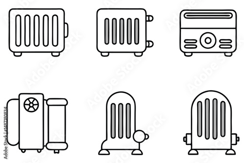 Electric Heaters Cozy Room Line Art