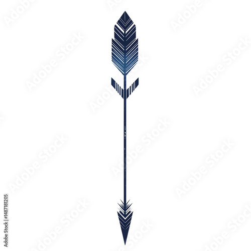 Contemporary Arrow with Geometric Precision in Mid Isolated on Transparent Background