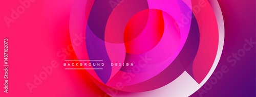 Abstract fluid shapes, vibrant pinks, purples create dynamic background. Modern design elements suggest energy, movement.