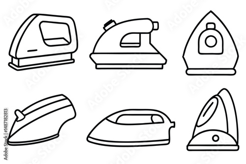 Electric irons smooth clothes line art