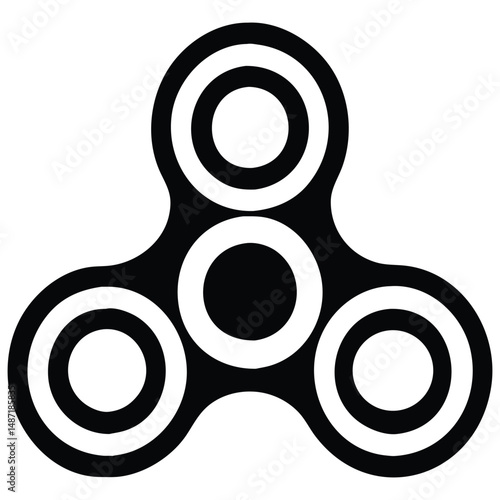 Black and White Fidget Spinner Vector Graphic Minimalist Design