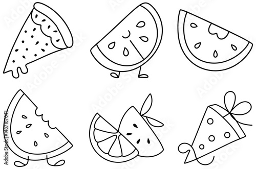 Delightful pie chart slices and fruit icons create fun and playful design perfect for any project
