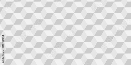 Vector Minimal cubes geometric tile and mosaic wall grid retro digital tiles wallpaper background. white and gray block cube structure square triangle texture vintage design.	
