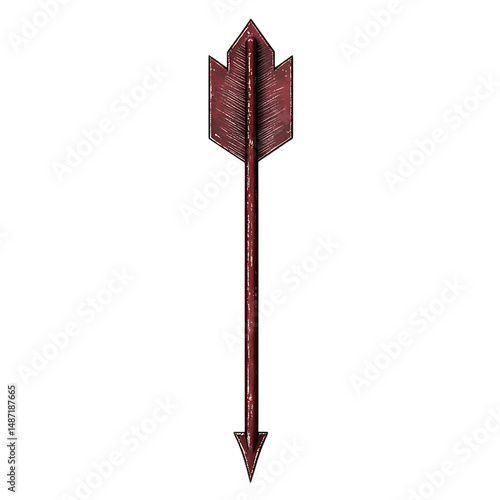 Bold Arrow with a Strong Defined Structure in Deep Isolated on Transparent Background
