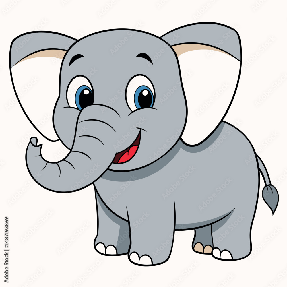 Fototapeta premium Little elephant in cartoon style