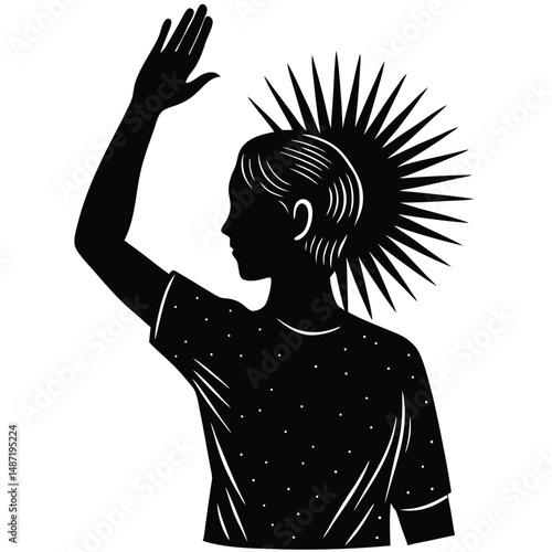 Silhouette of Person Raising Hand to Forehead in Thoughtful Pose