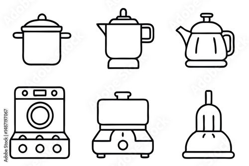 Electric stoves modern kitchen Line art