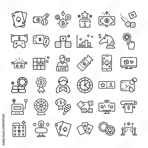 Gaming and Casino Line Icons  Entertainment Icon Pack