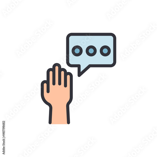Hand Raised Asking A Question With A Thought Bubble Above Vector