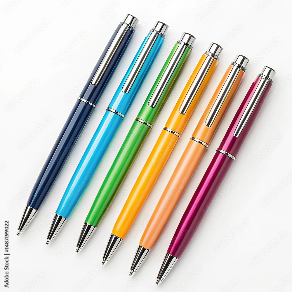 Fototapeta premium Multicolored ballpoint pens with smooth ink flow