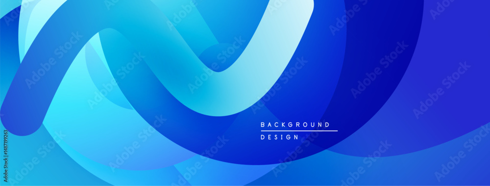 Fototapeta premium Abstract blue waves create dynamic background. Smooth gradients, flowing shapes suggest movement, depth. Modern design element.
