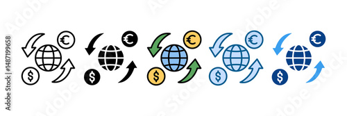 Money Transfer Icon Set Multiple Style Collection